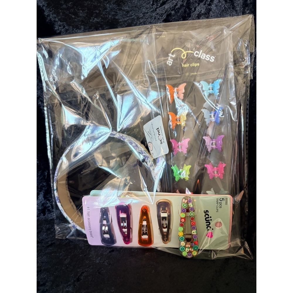 BACK TO SCHOOL Scunci Hair Clips and Headband with Art of Class Hair Clips - NEW